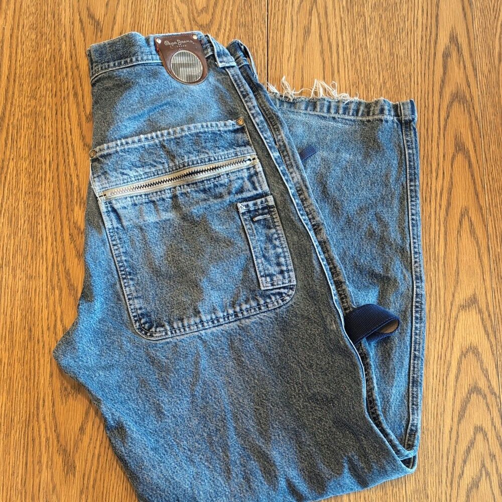 VINTAGE Pepe Jeans Men 34x33 Blue Carpenter Loose Baggy Hip Hop Street Wear Y2K